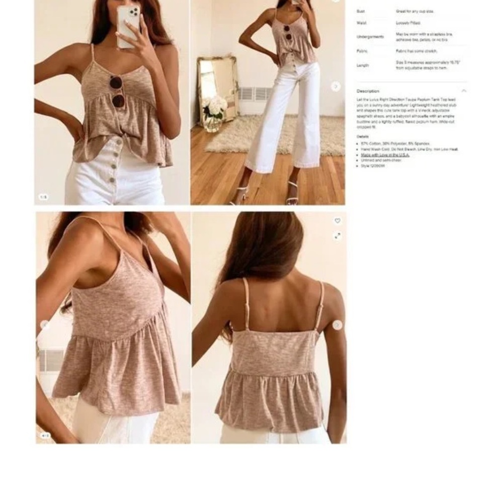 Lulu's Cream Camisole Top